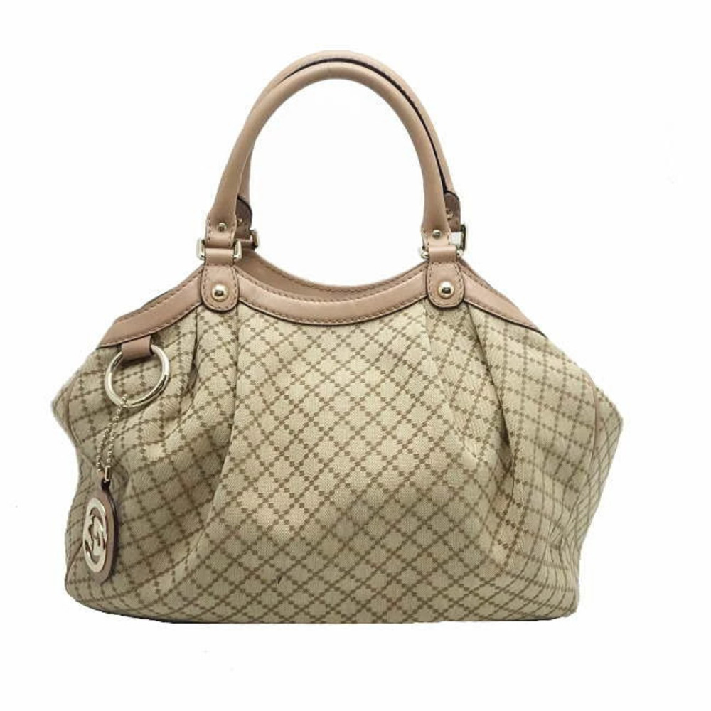 Gucci Tote bag Sukey Diamante Canvas Leather Beige Pink